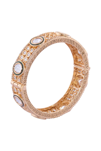 Gold & White Stone Embellished Bangles 