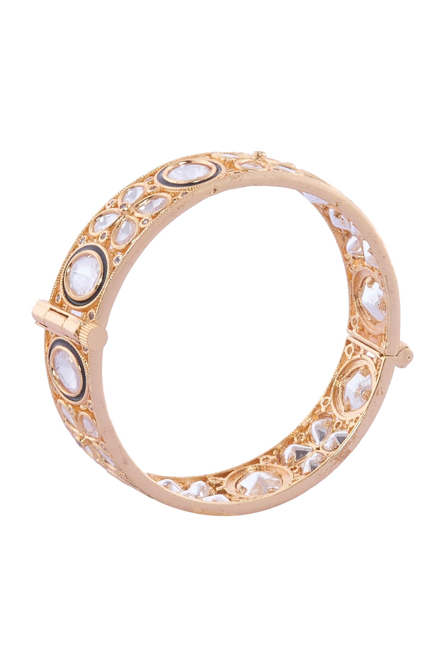 Gold & White Stone Studded Bangles 