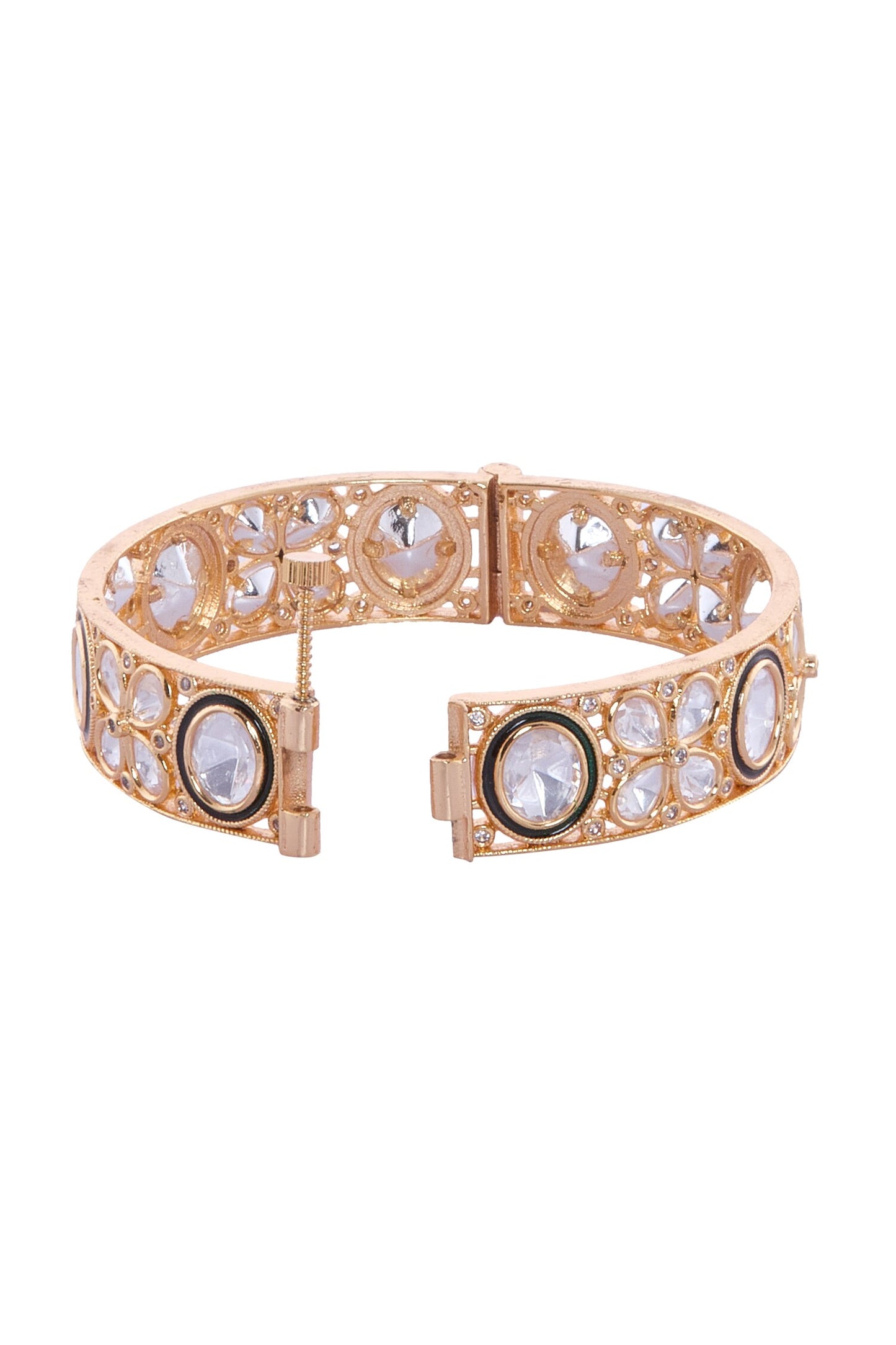 Gold & White Stone Studded Bangles 