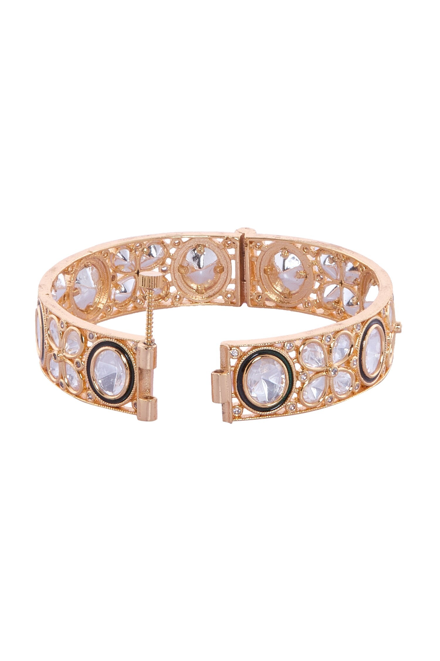 Gold & White Stone Studded Bangles 