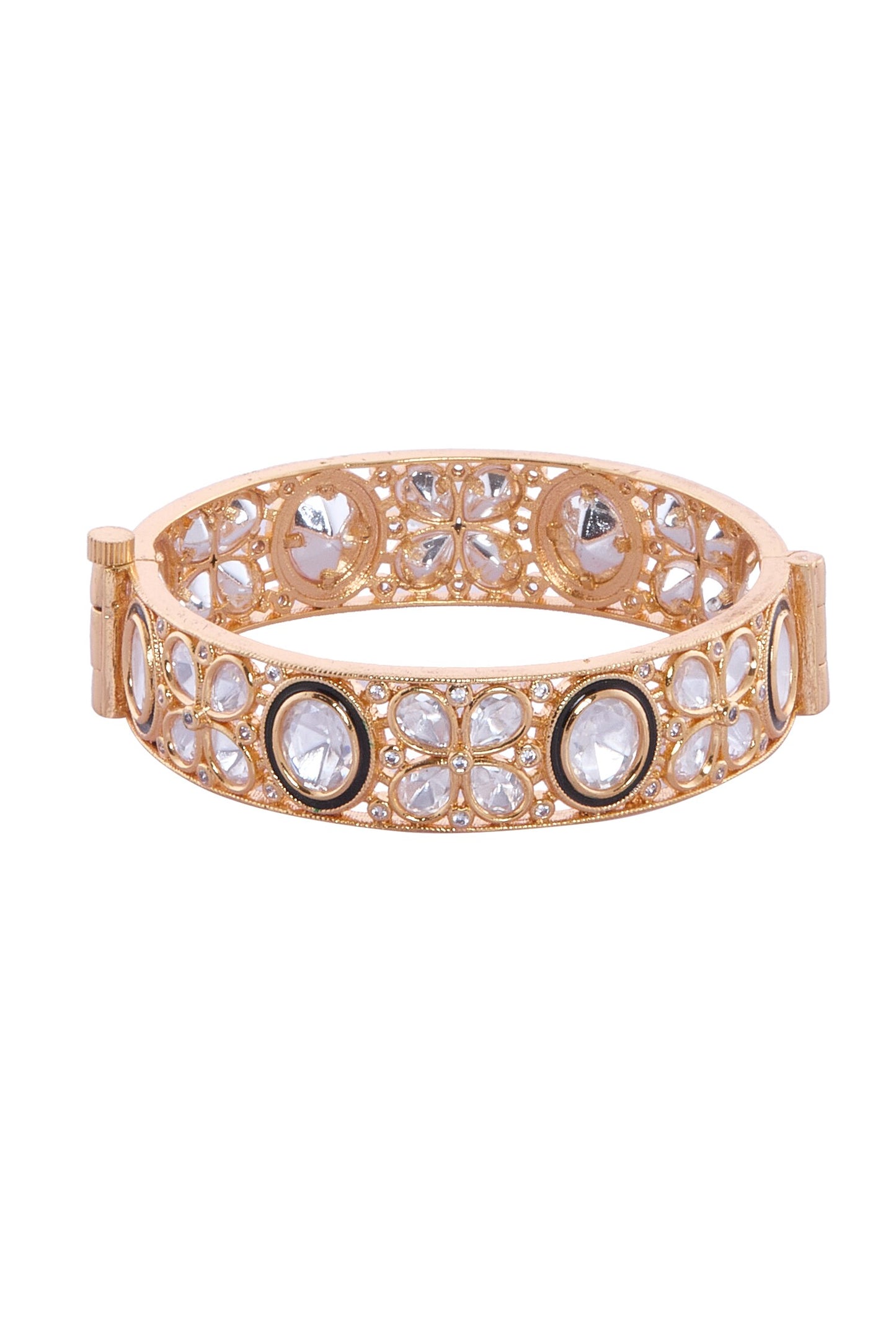Gold & White Stone Studded Bangles 