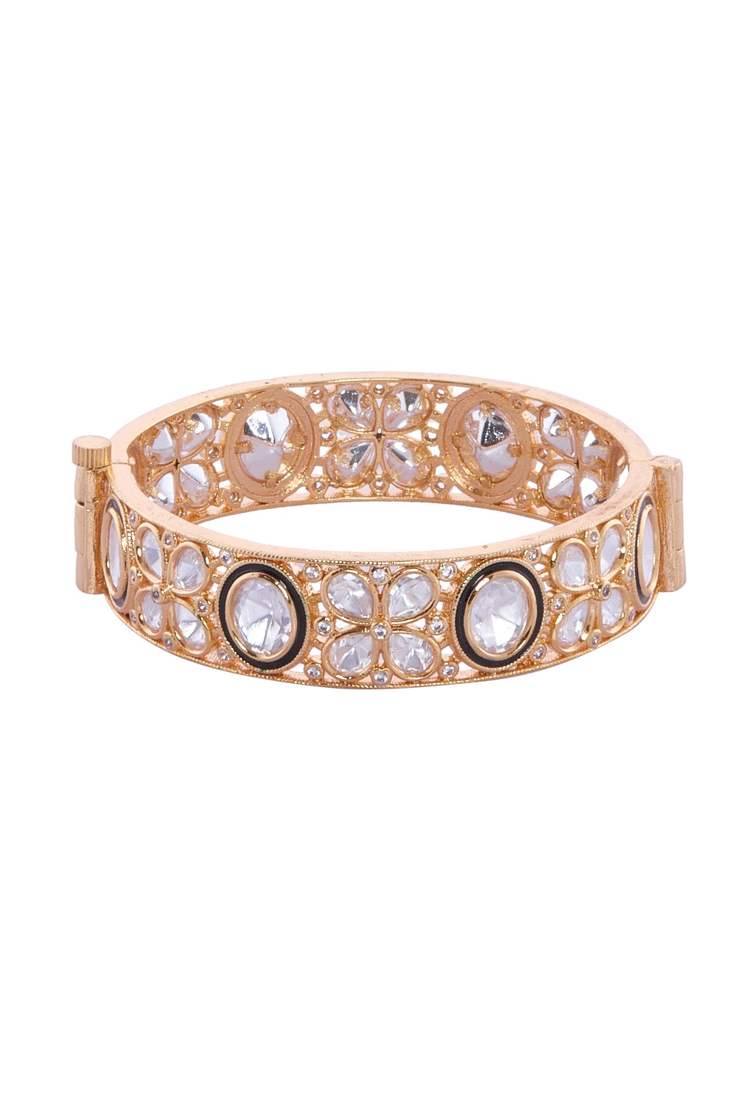 Gold & White Stone Studded Bangles 
