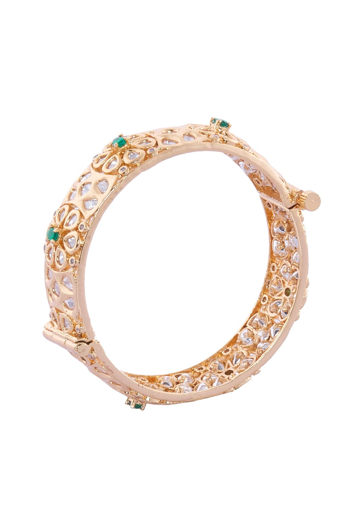 Gold & Green Embellished Bangle Set 