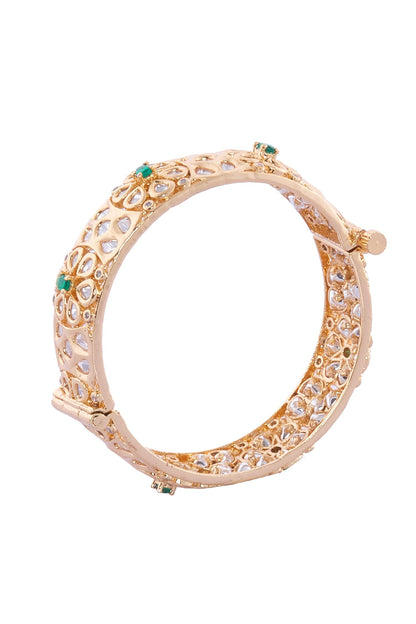 Gold & Green Embellished Bangle Set 