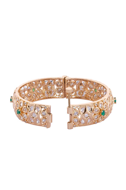 Gold & Green Embellished Bangle Set 