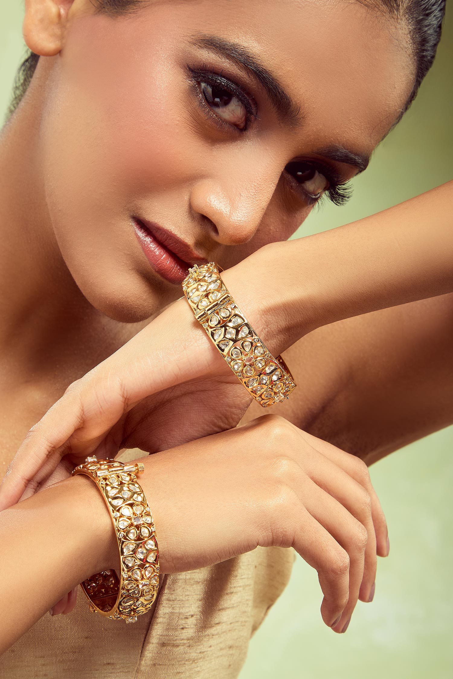 Gold Plated Cutwork Bangle Set 