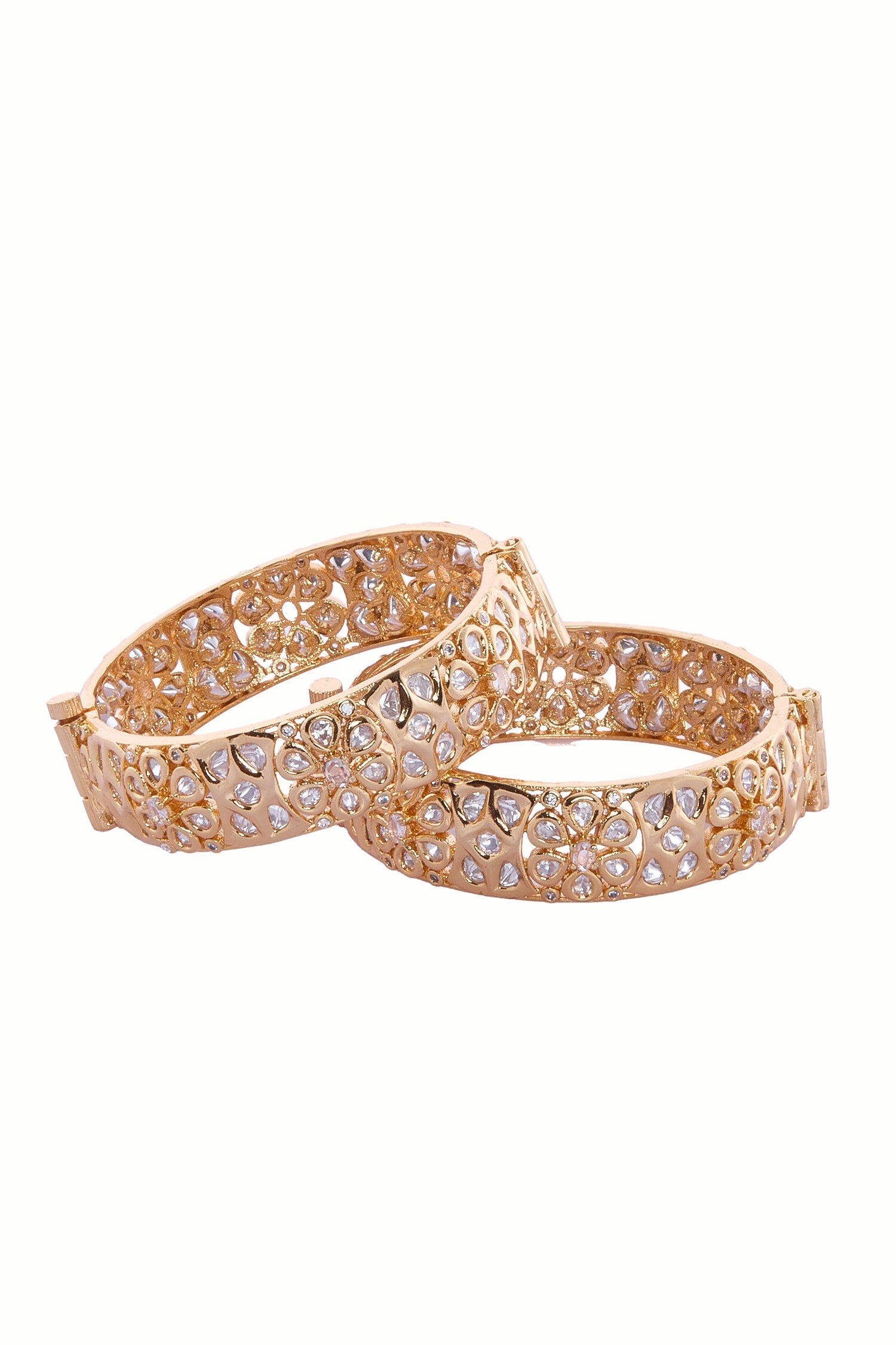 Gold Plated Cutwork Bangle Set 