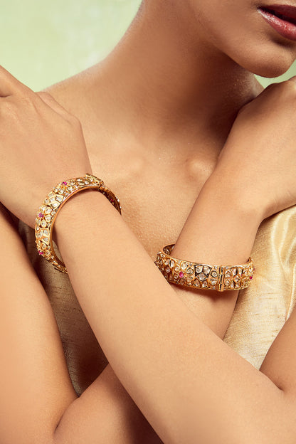 Gold Plated Decorative Bangles Set 