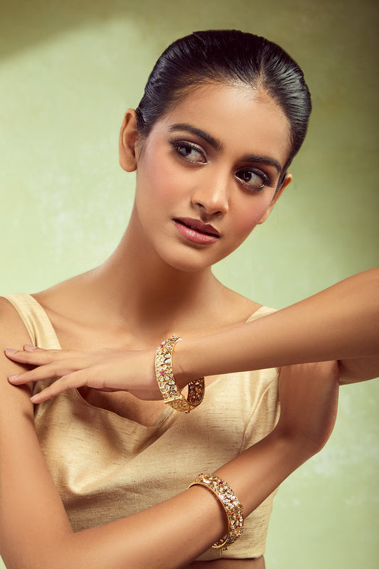 Gold Plated Decorative Bangles Set 
