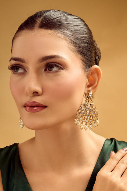 White Pearl Drop Dangle Earrings 
