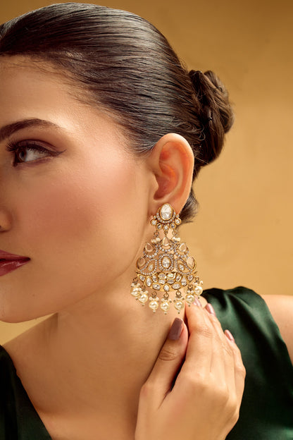 White Pearl Drop Dangle Earrings 