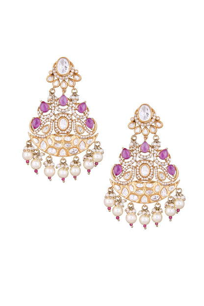 Ruby Stone Embellished Dangler Earrings 