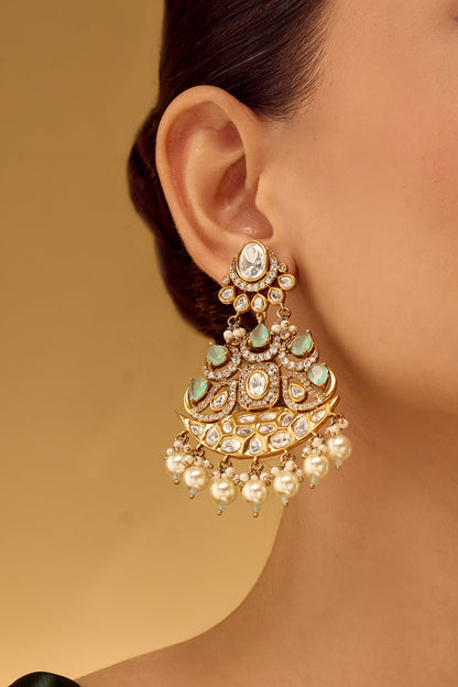 Aqua Stone Embellished Dangler Earrings 