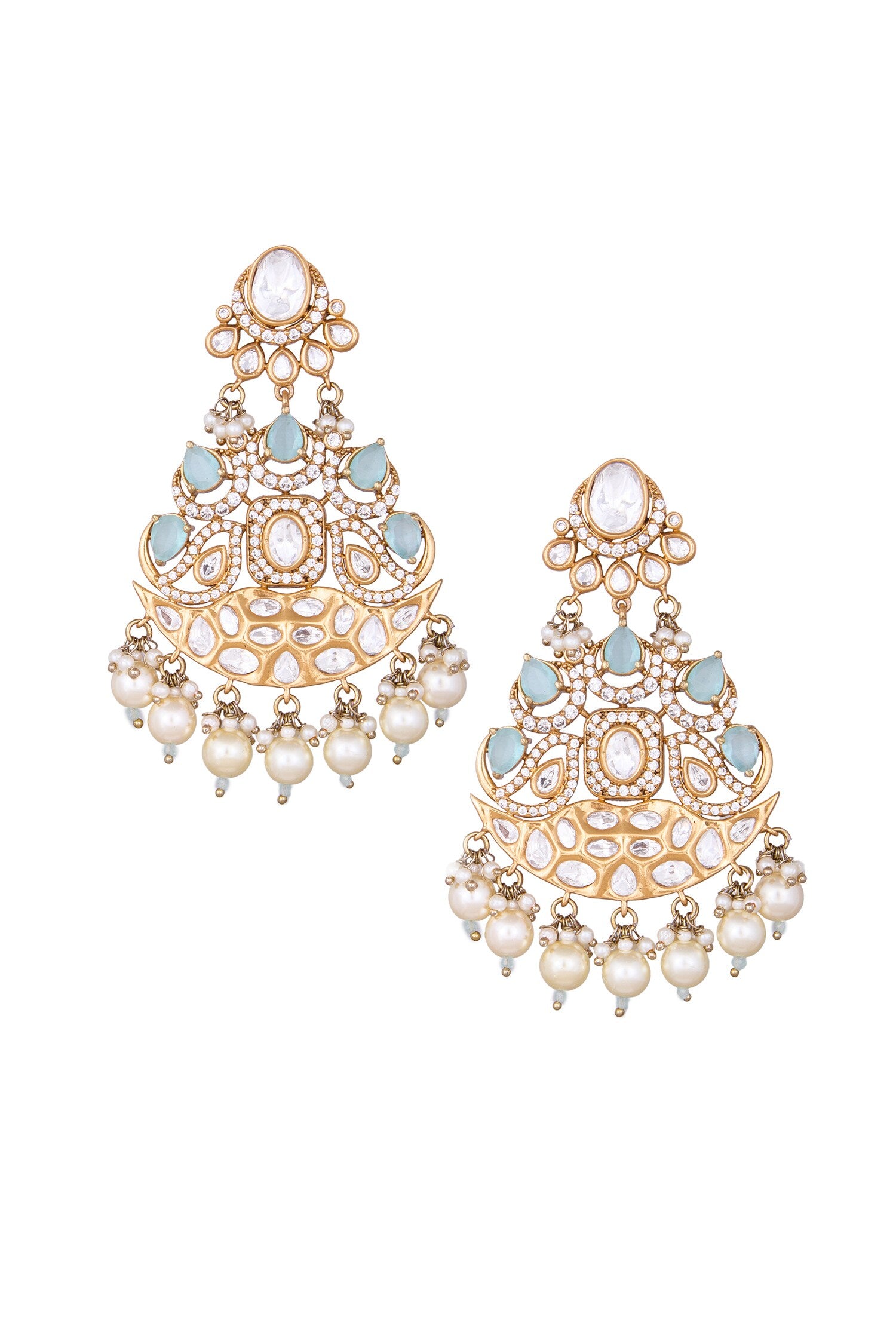Aqua Stone Embellished Dangler Earrings 