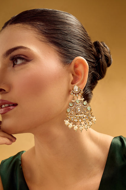 Aqua Stone Embellished Dangler Earrings 