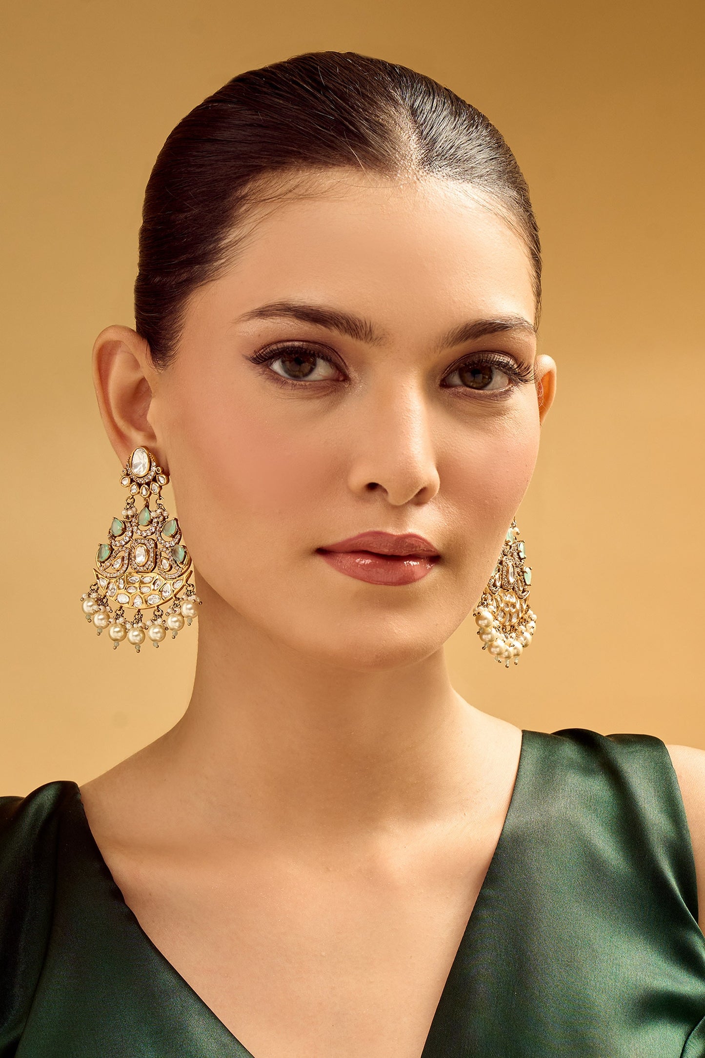 Aqua Stone Embellished Dangler Earrings 