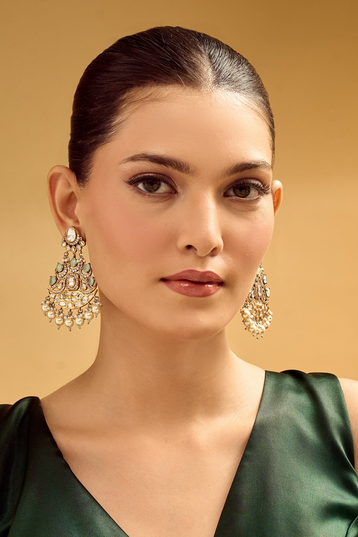 Aqua Stone Embellished Dangler Earrings 