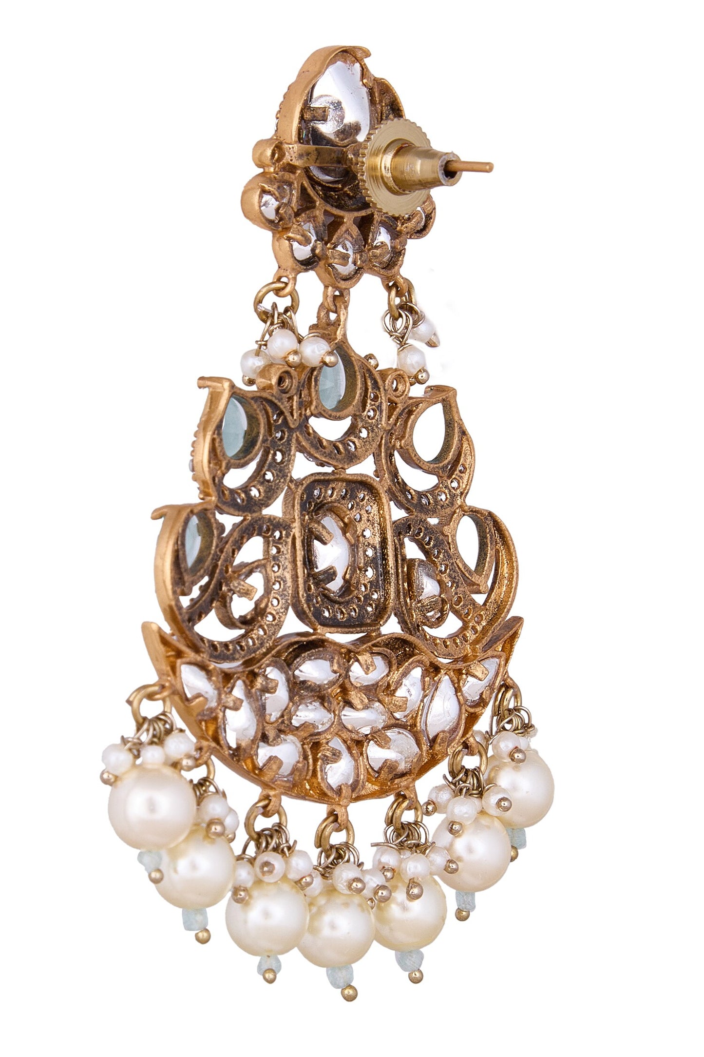 Aqua Stone Embellished Dangler Earrings 