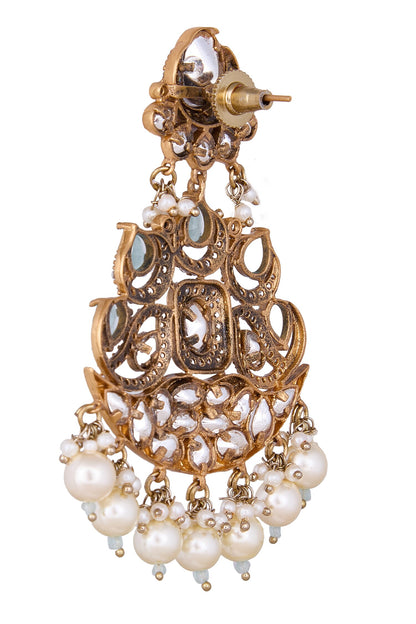 Aqua Stone Embellished Dangler Earrings 