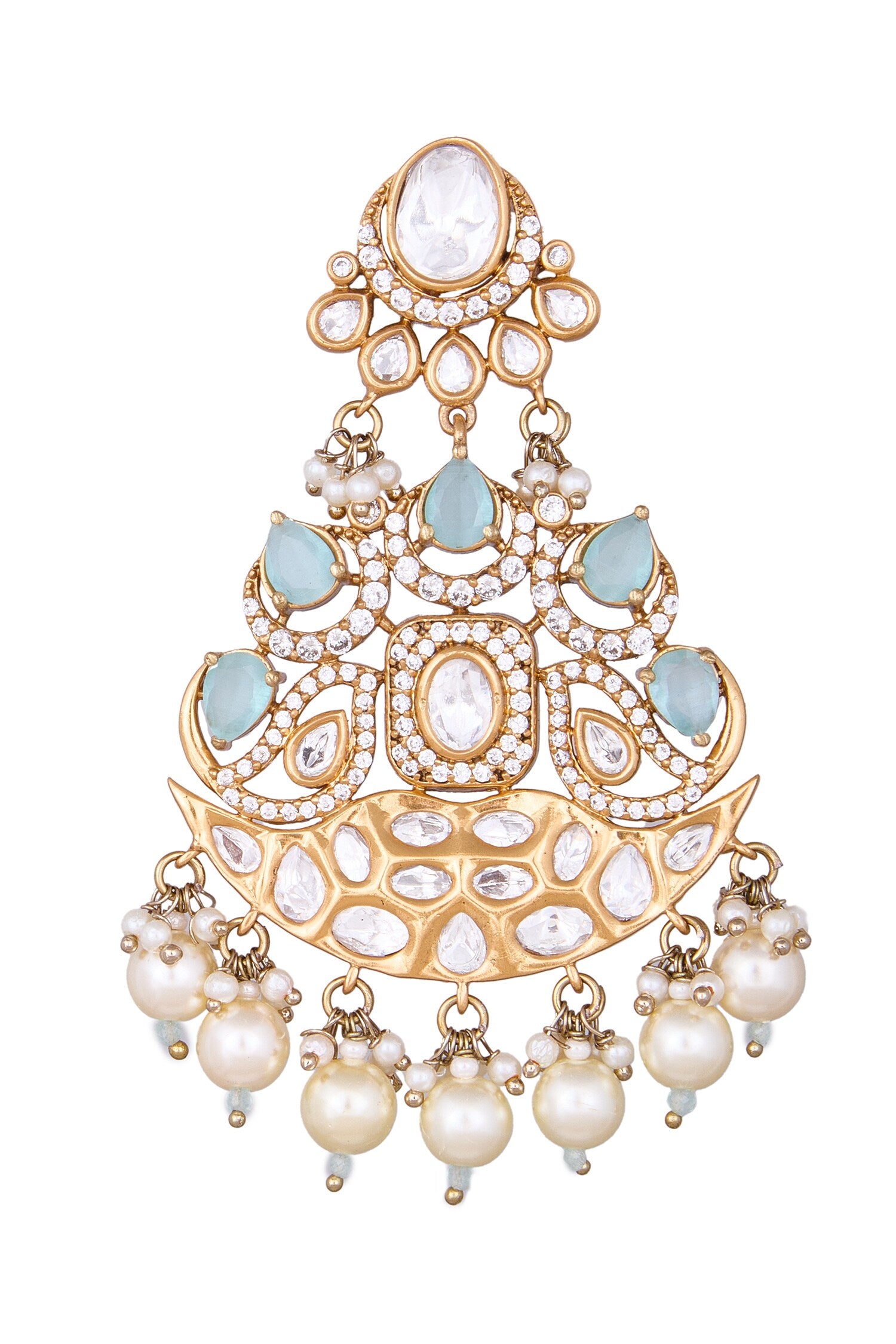 Aqua Stone Embellished Dangler Earrings 