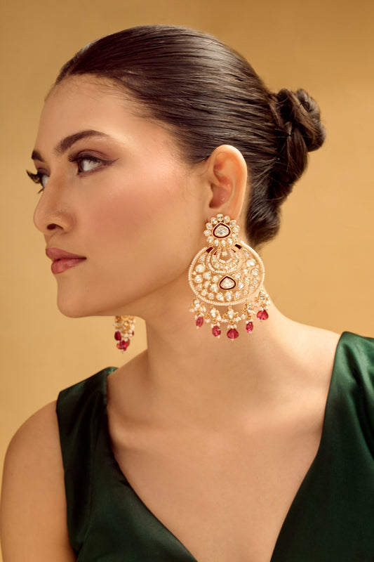 Golden & Red Dangler Earrings 