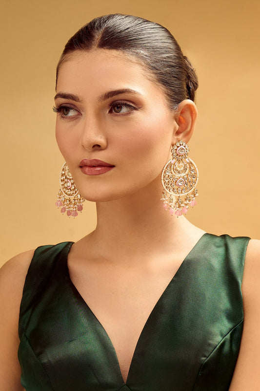 Golden Pink Dangler Earrings 