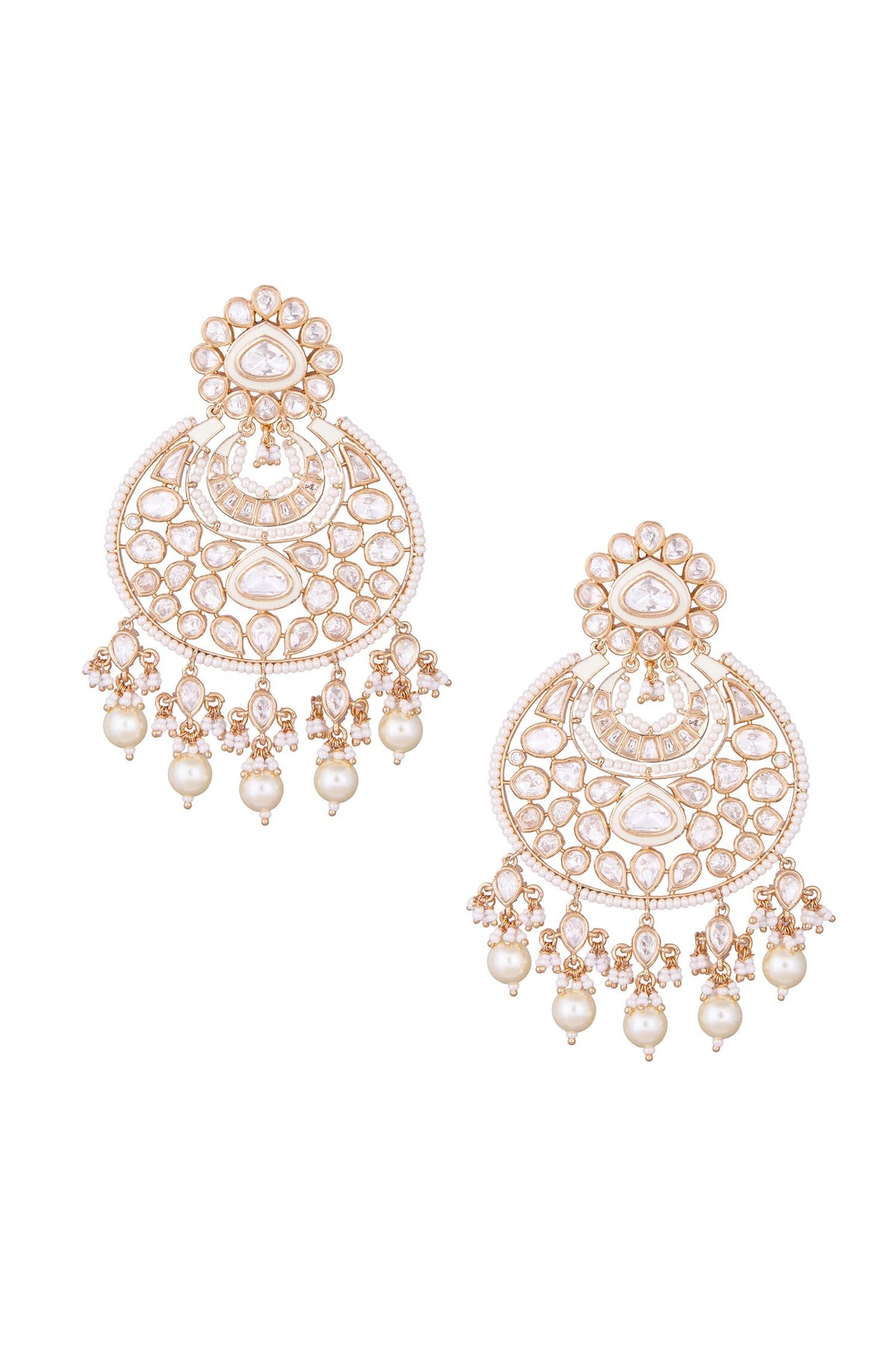 Golden White Pearl Danglers 