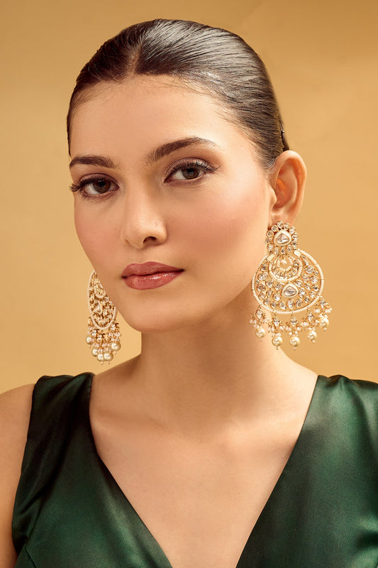 Golden White Pearl Danglers 
