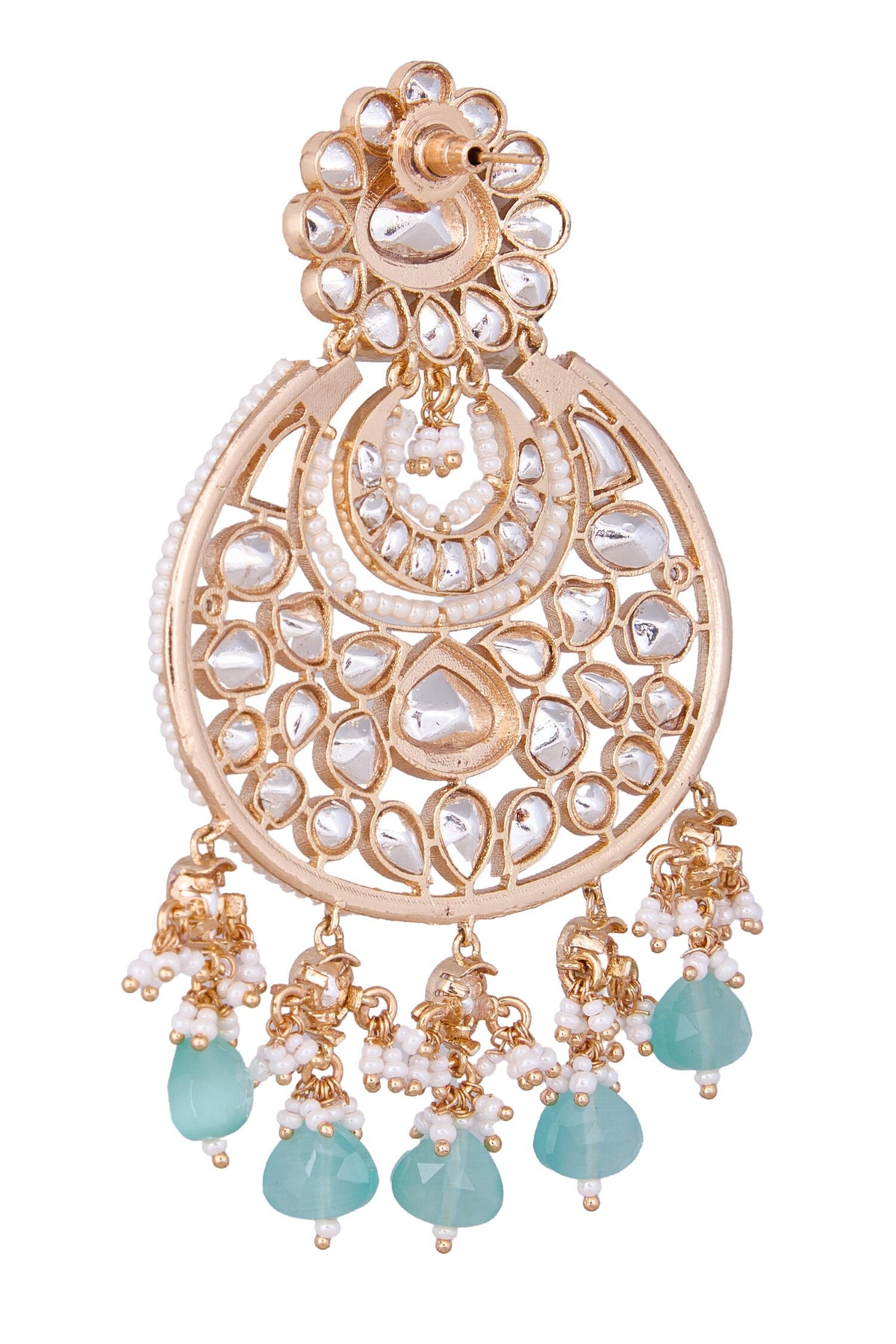 Golden Aqua Dangler Earrings 