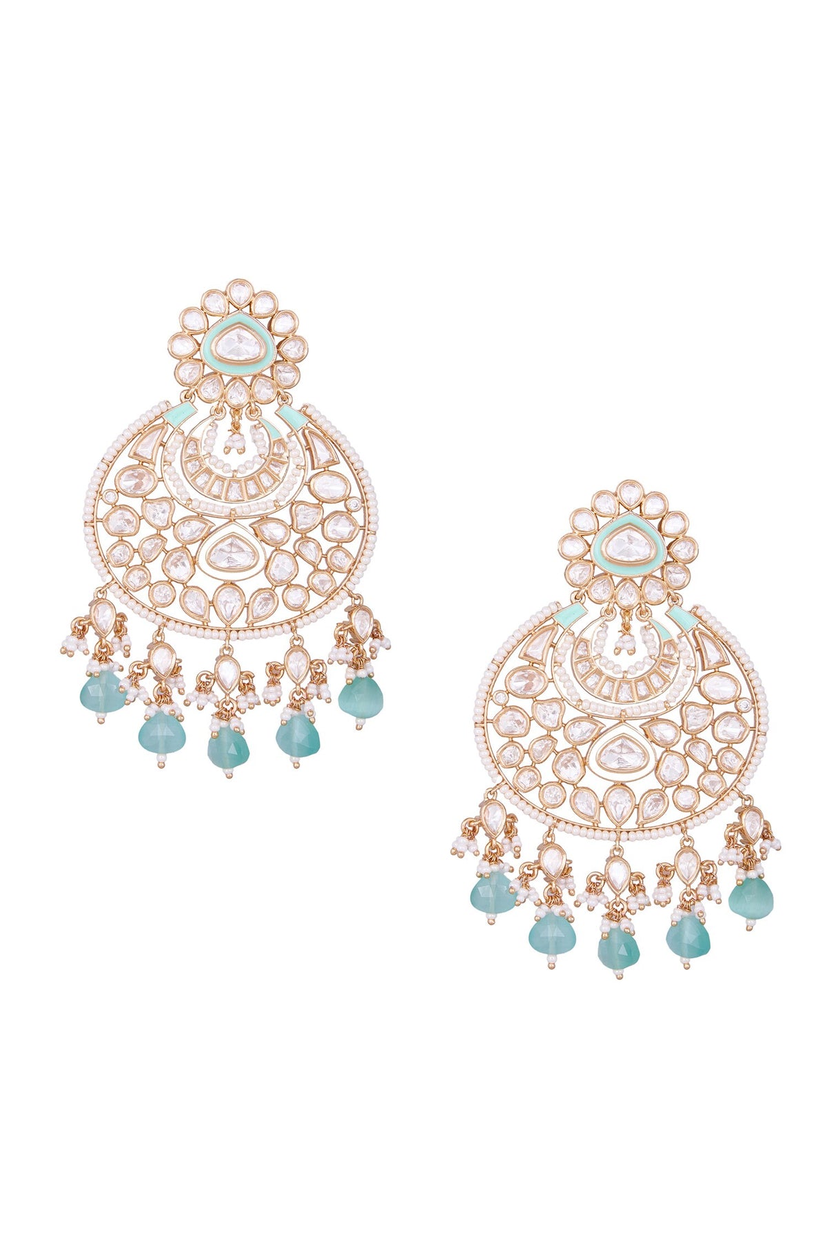 Golden Aqua Dangler Earrings 
