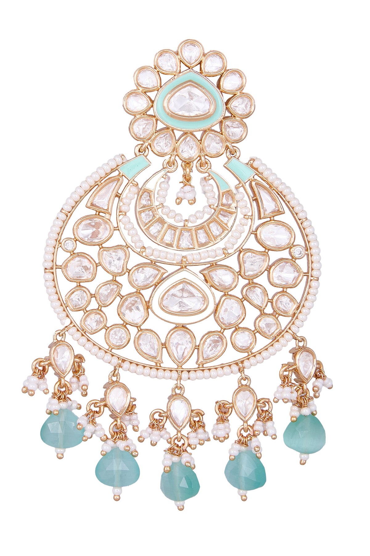 Golden Aqua Dangler Earrings 