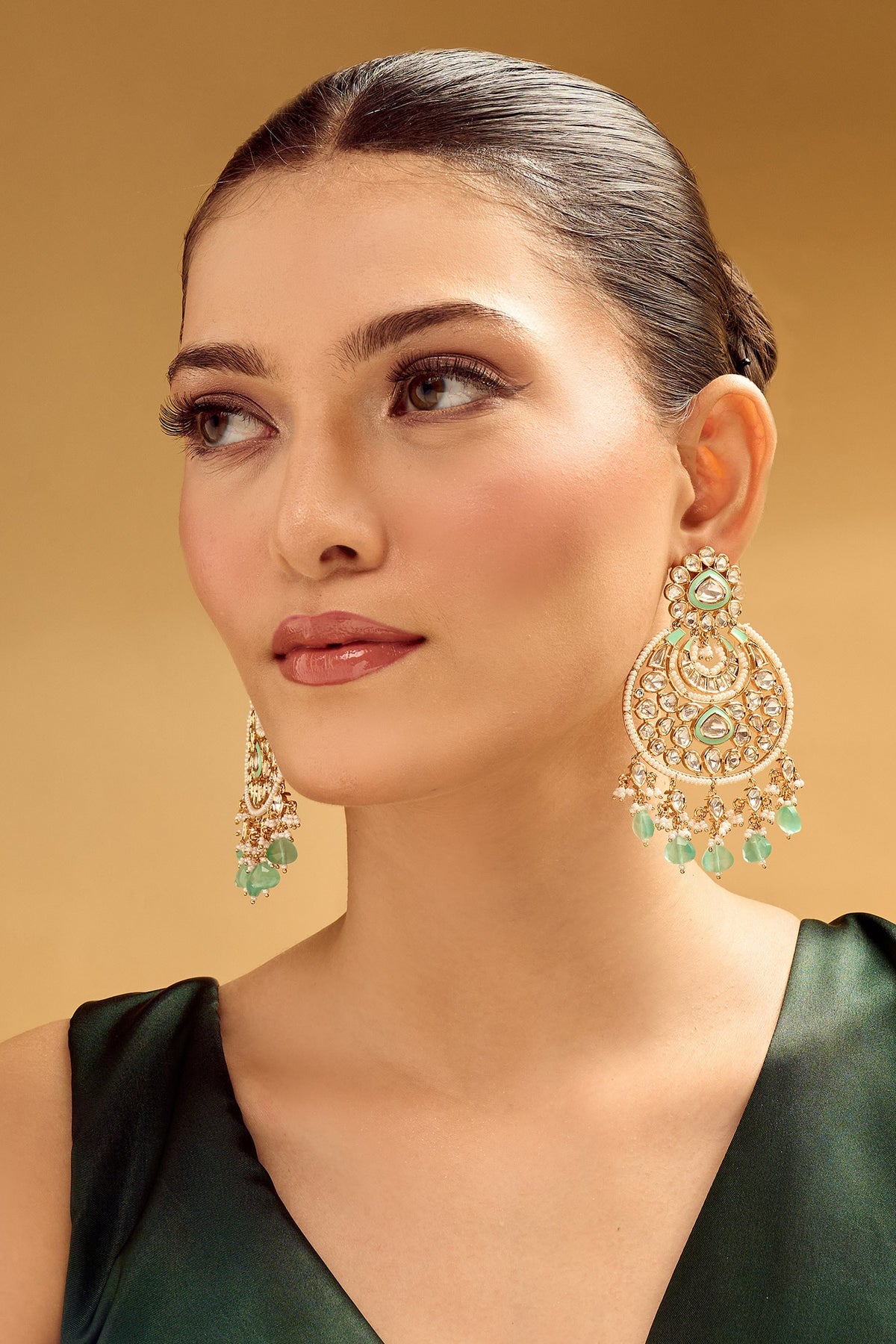 Golden Aqua Dangler Earrings 