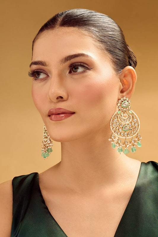 Golden Aqua Dangler Earrings 