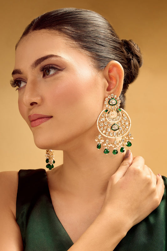 Golden & Green Dangler Earrings 
