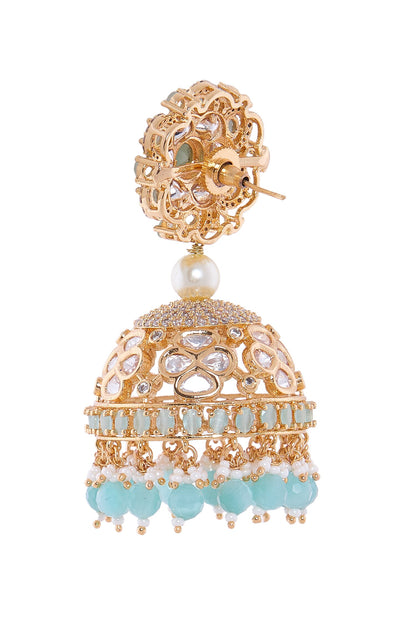 Golden Aqua Jhumka Earrings 