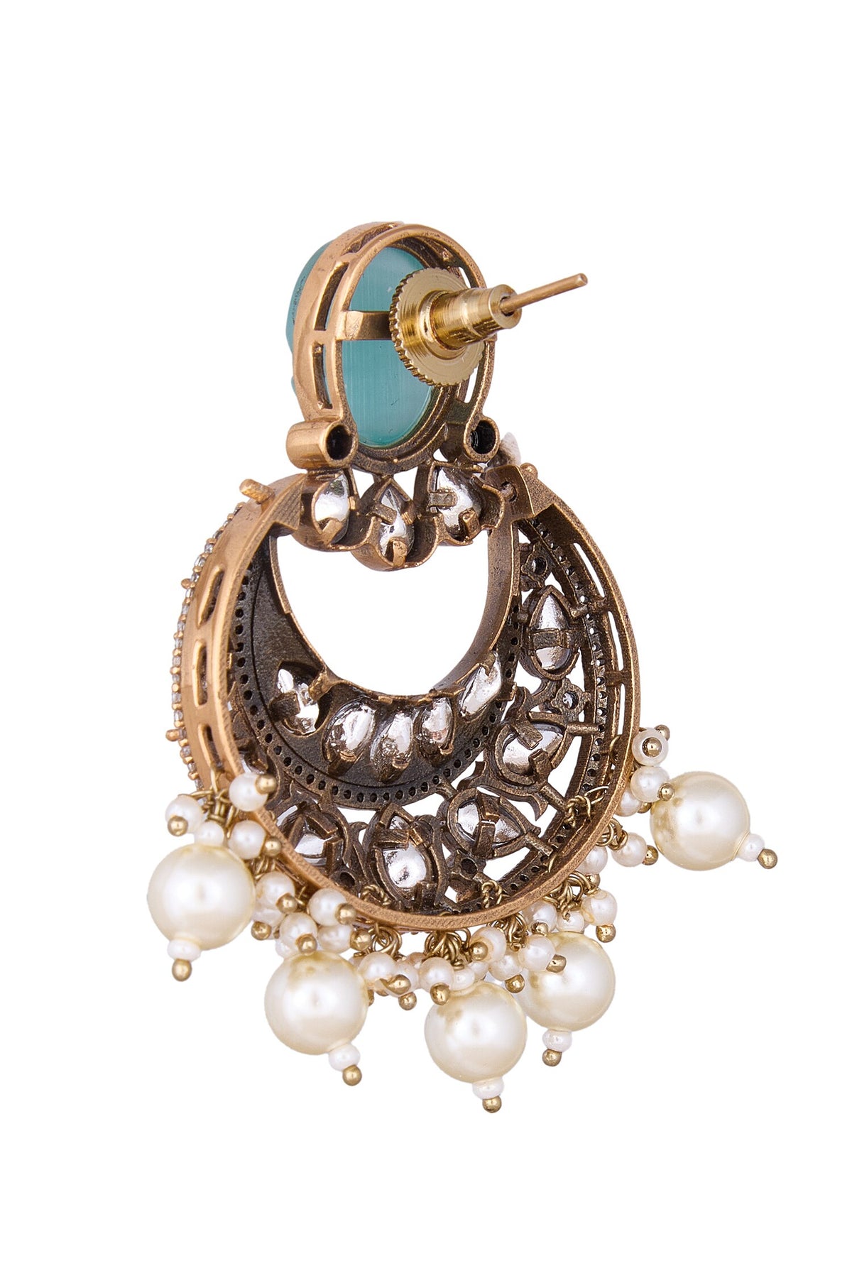 Chandbali Earrings with Pearl Drops 
