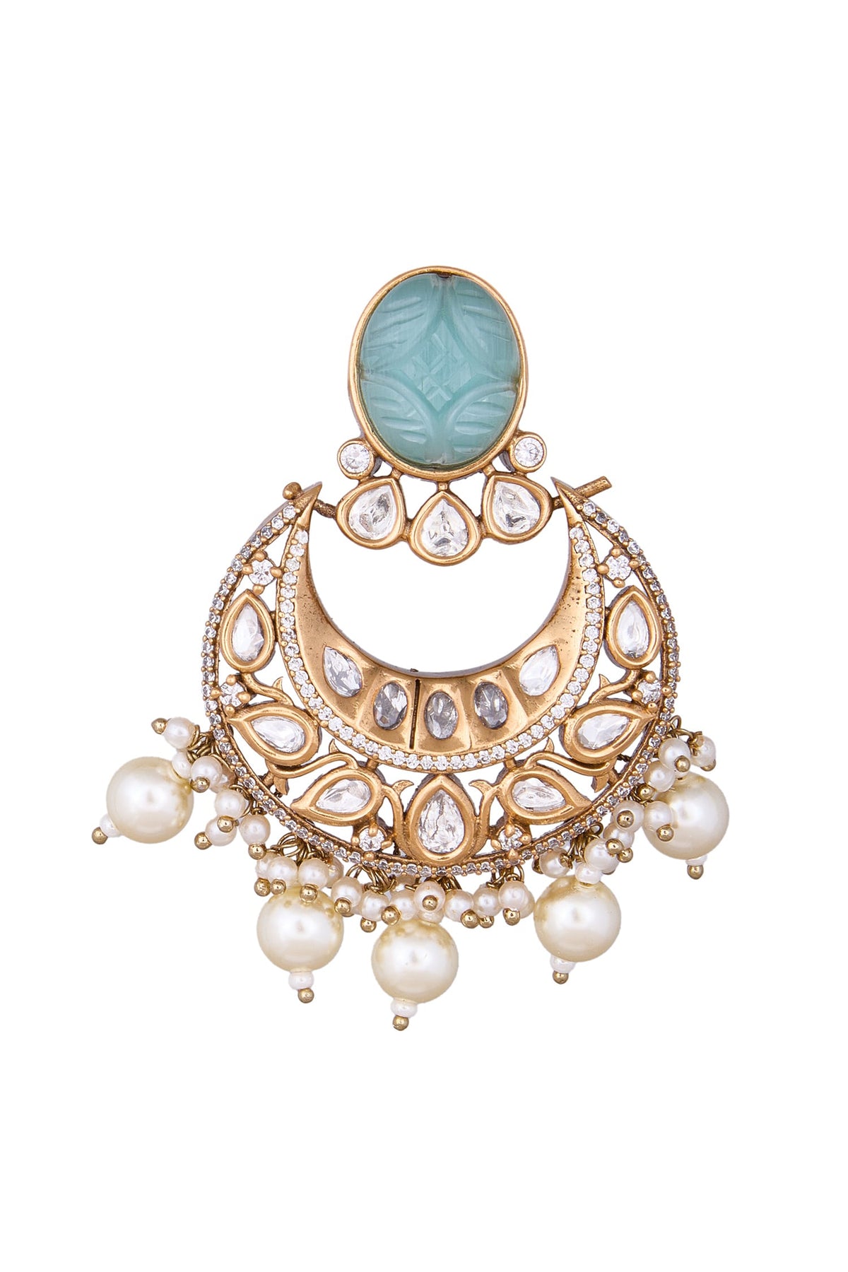 Chandbali Earrings with Pearl Drops 