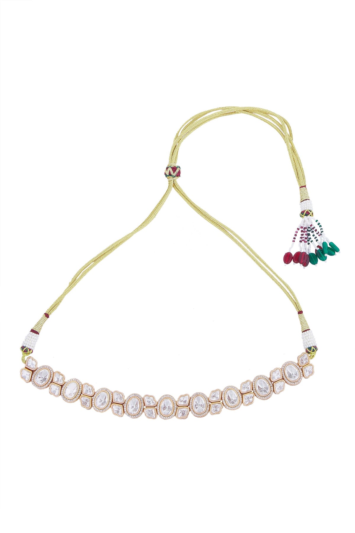 Gold & White Stone Embellished Jewellery Set 