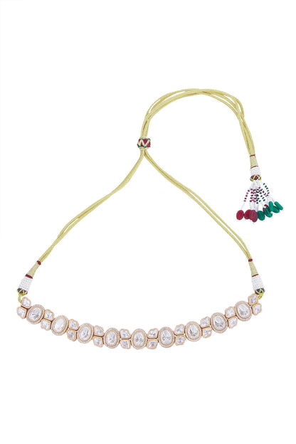 Gold & White Stone Embellished Jewellery Set 