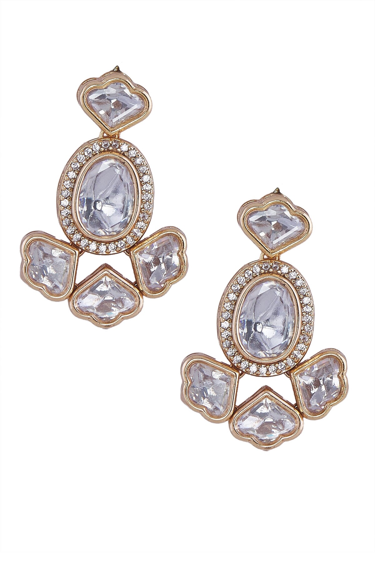 Gold & White Stone Embellished Jewellery Set 