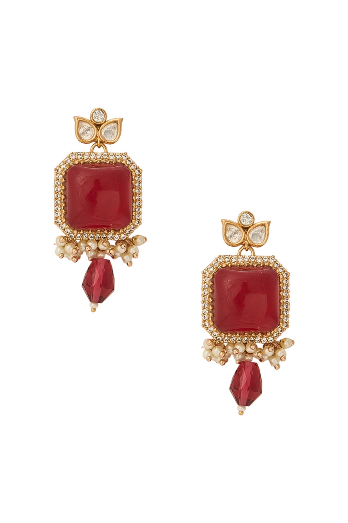 Ruby Stone Embellished Jewellery Set 