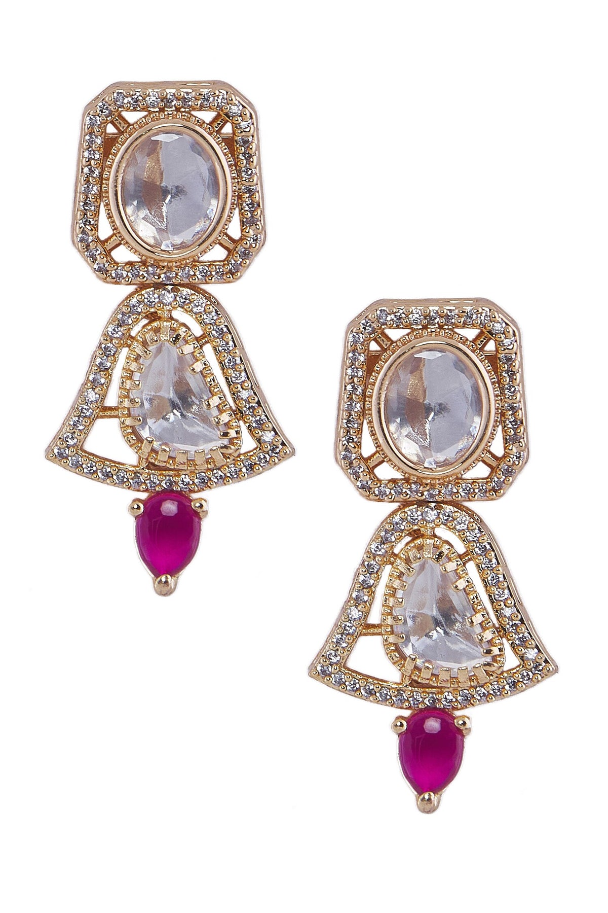Ruby Stone Embellished Necklace Set 