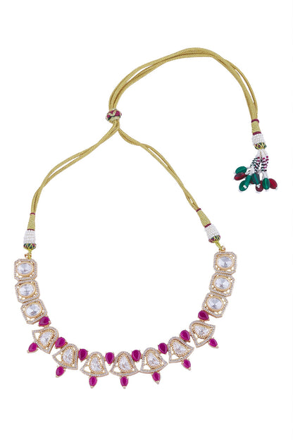 Ruby Stone Embellished Necklace Set 