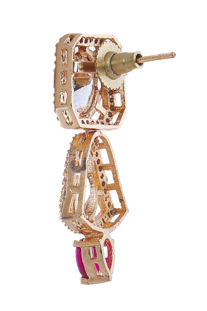 Ruby Stone Embellished Necklace Set 