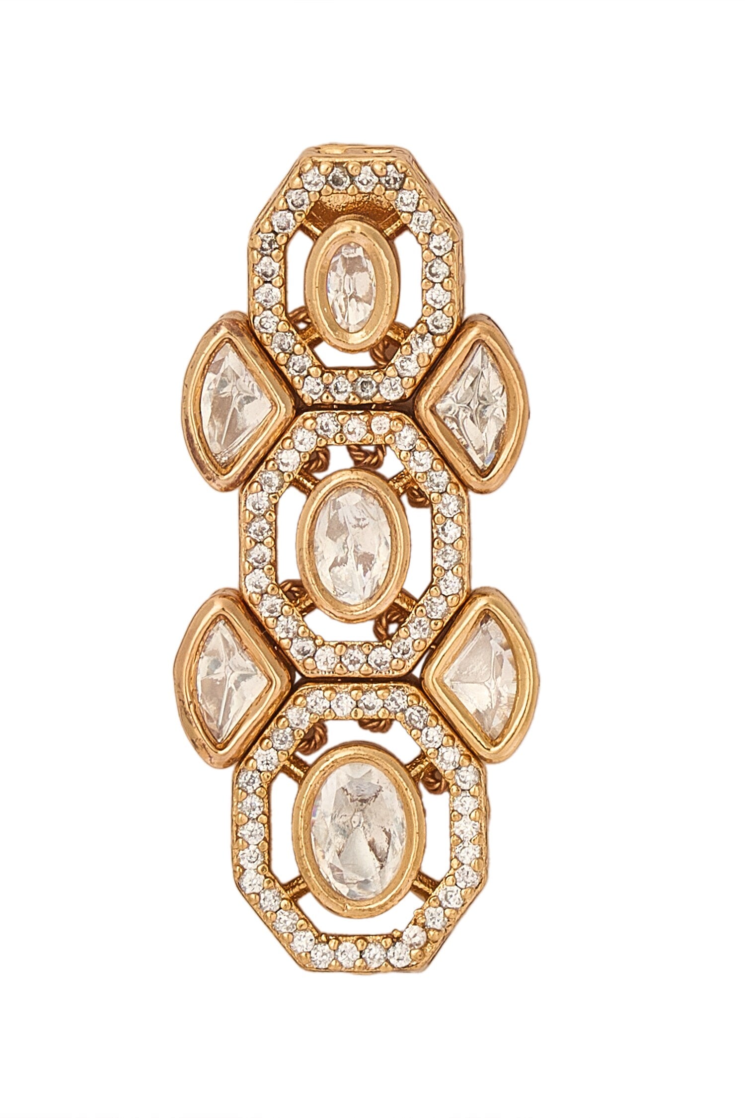 Gold & White Necklace Earring Set 