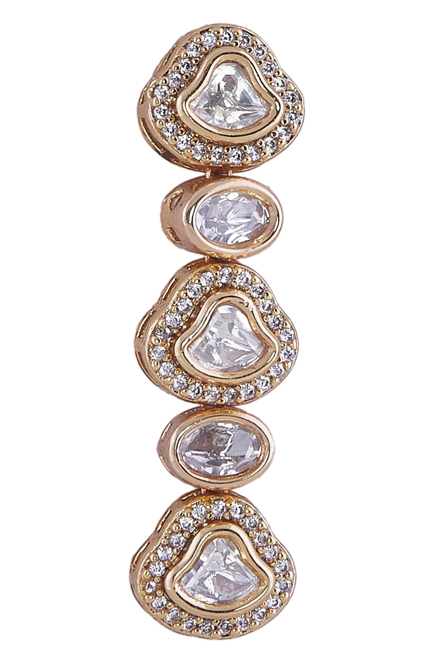 Gold & White Stone Necklace Set 