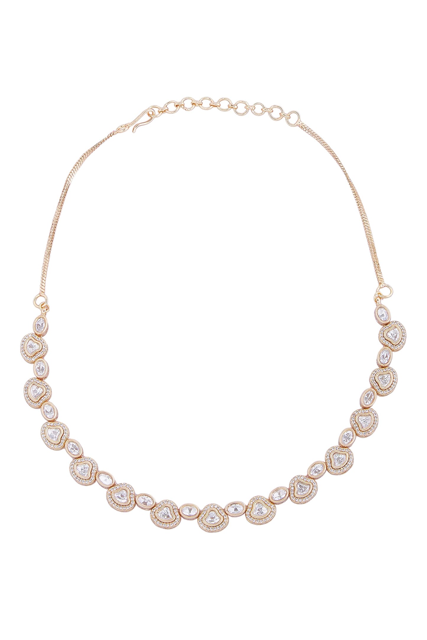 Gold & White Stone Necklace Set 