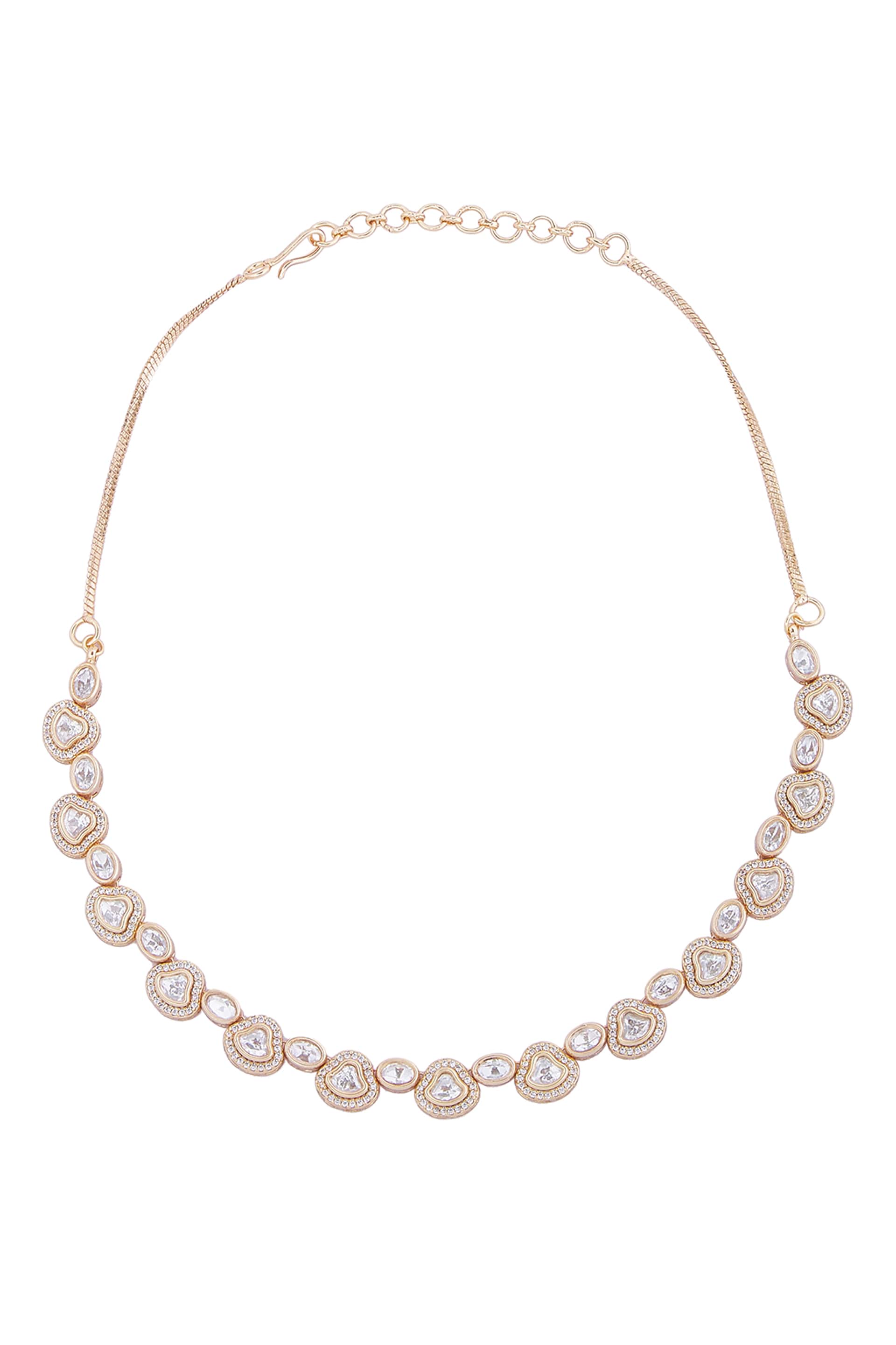 Gold & White Stone Necklace Set 