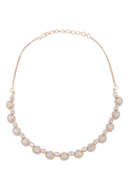 Gold & White Stone Necklace Set 
