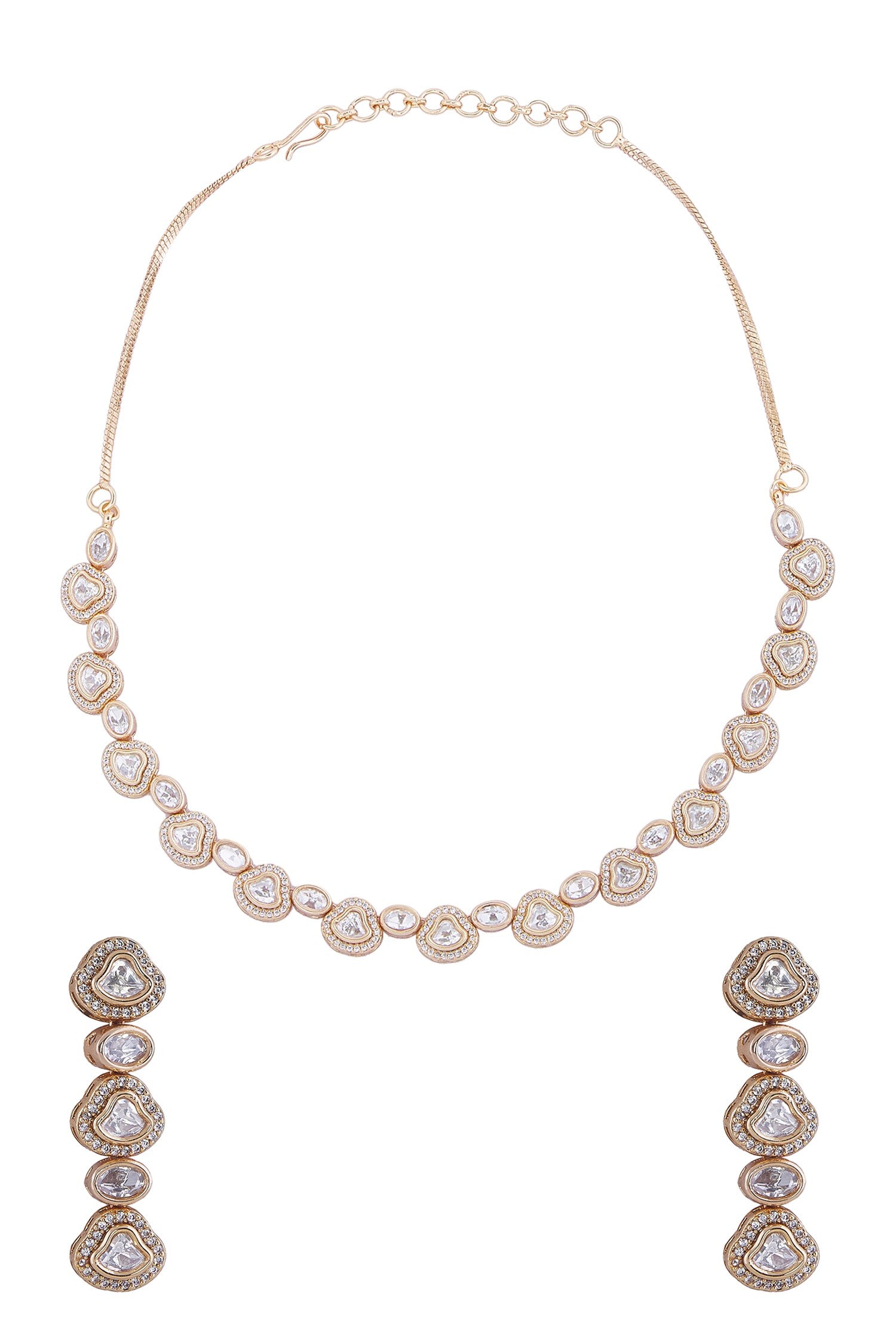 Gold & White Stone Necklace Set 